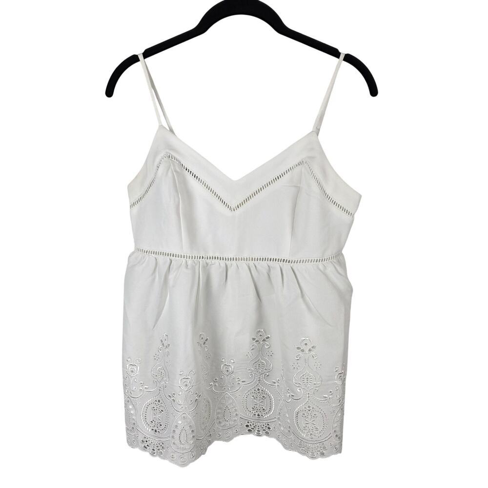 Moon River White Eyelet Lace Peplum Top Size S Cami Tank Cottagecore Boho